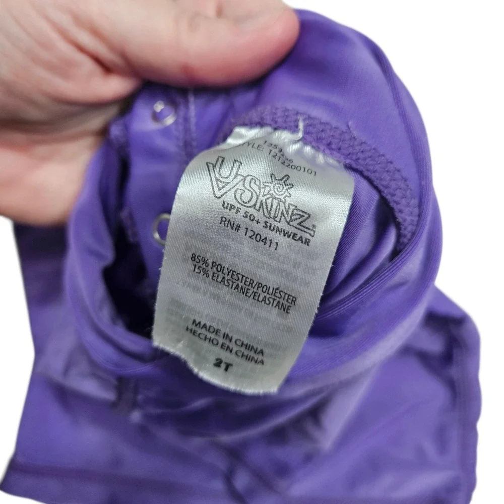 V Skinz UPF 50+ Sunwear Rash Guard Swim‎ Top 2T Purple Narwhal Starfish